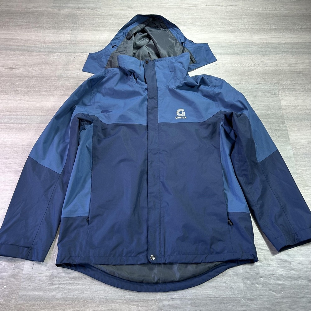 Gonex Ski Jacket Mens 36 Blue Hooded Full Zip Hiking‎ Lightweight Waterproof
